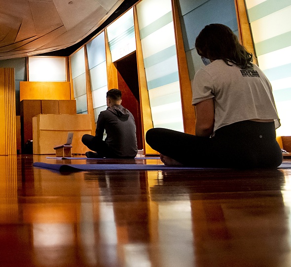 Students in seated meditation in the Sacred Space