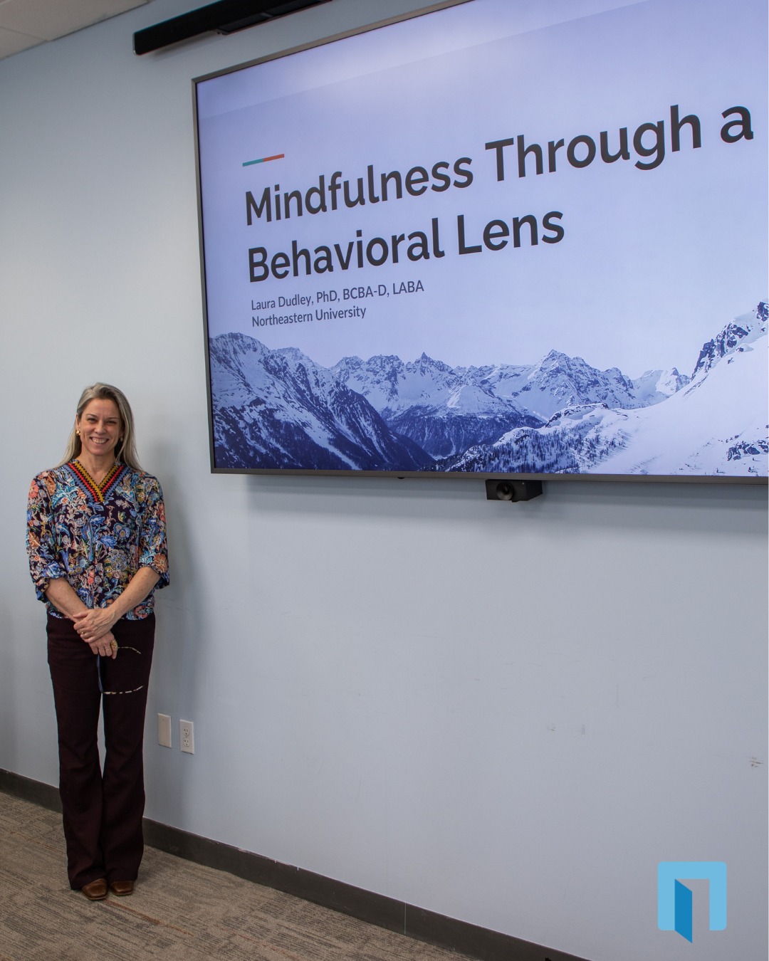 Laura Dudley giving her talk &ldquo;Mindfulness Through a Behavioral Lens&rdquo;
